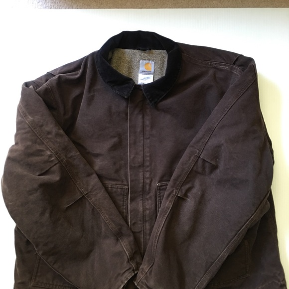 Carhartt 2XL Mens Sherpa Lined Workwear Jacket/Coat in Dark Brown - Picture 3 of 9